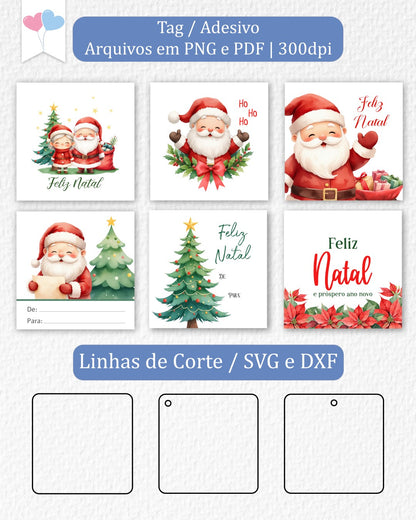 Printable - Tag and Square Sticker 6cm - Merry Christmas