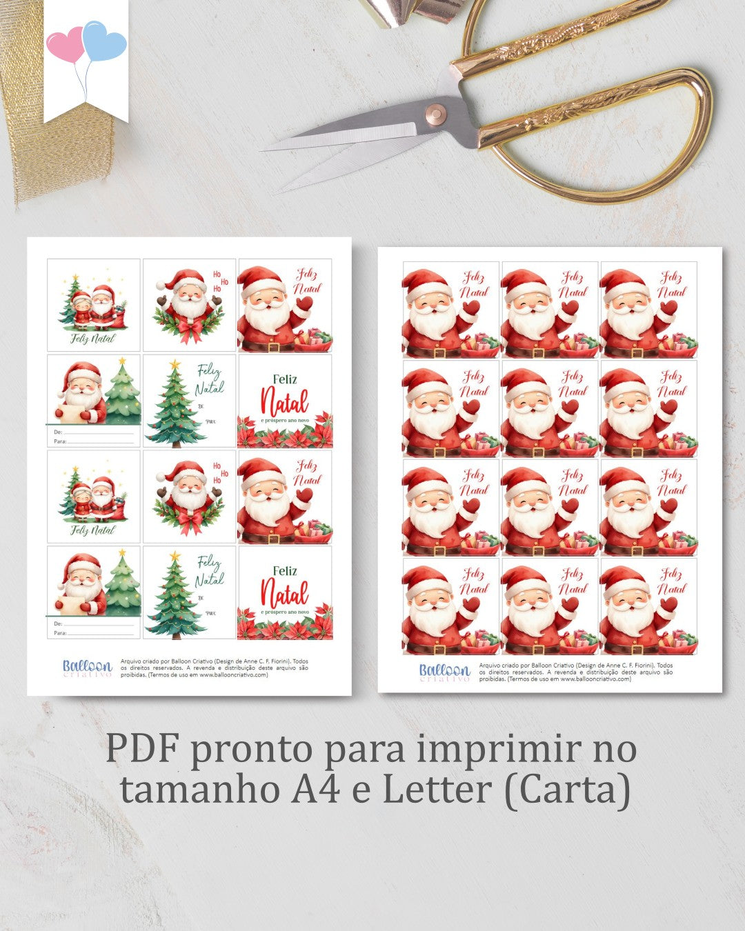 Printable - Tag and Square Sticker 6cm - Merry Christmas