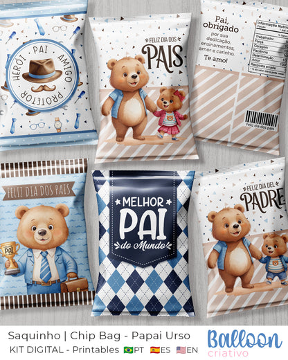 Kit Imprimible - Bolsa de Papitas - Papá Oso