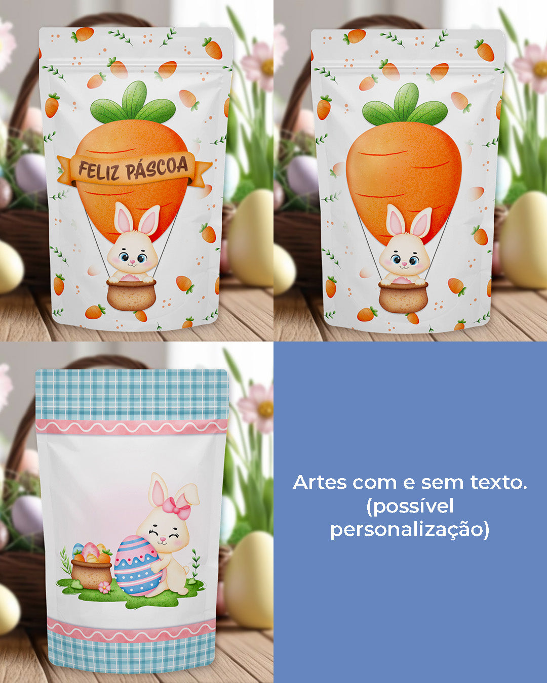 Printable - Rótulo para ZipLock (stand up Pouch) - Páscoa Fofinha