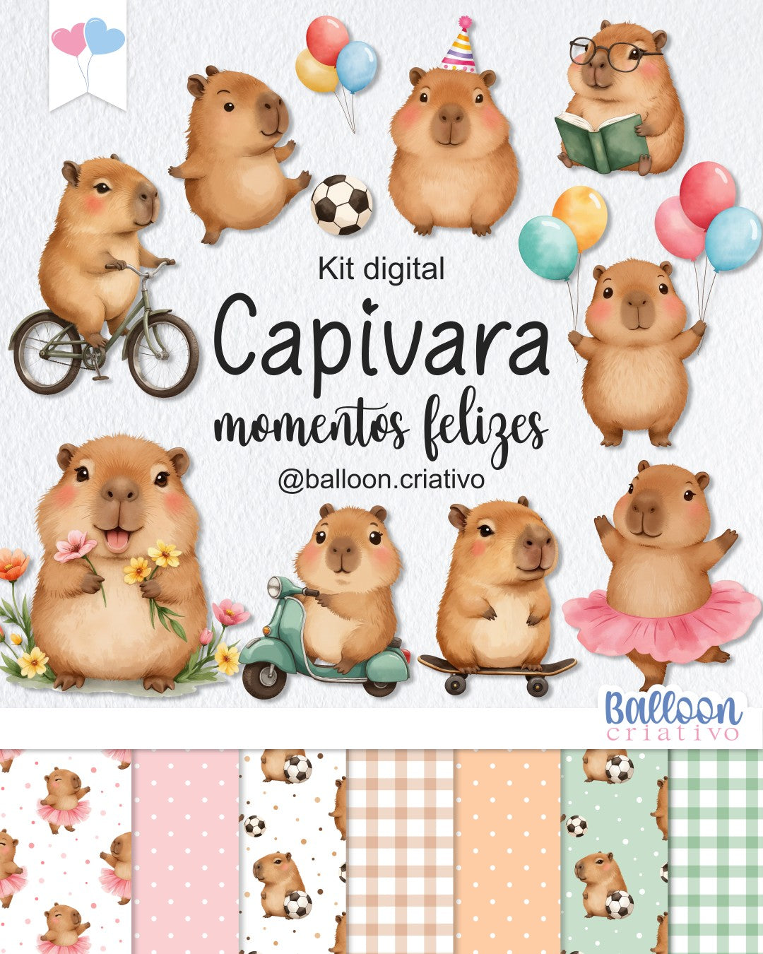 Kit digital - Capivara Momentos Felizes