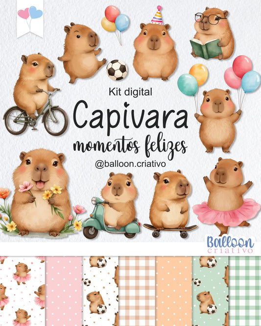 Kit digital - Capivara Momentos Felizes