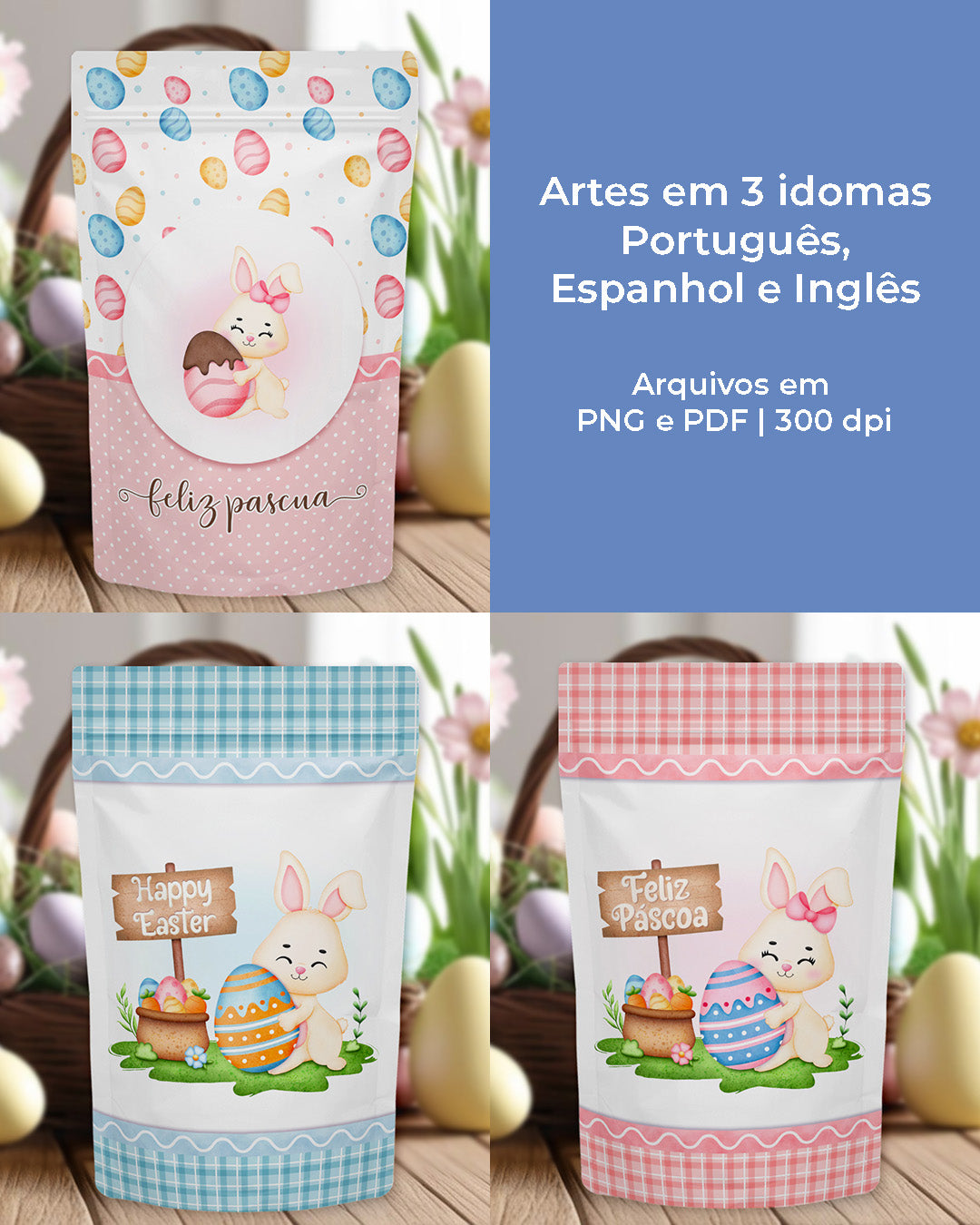 Printable - Rótulo para ZipLock (stand up Pouch) - Páscoa Fofinha