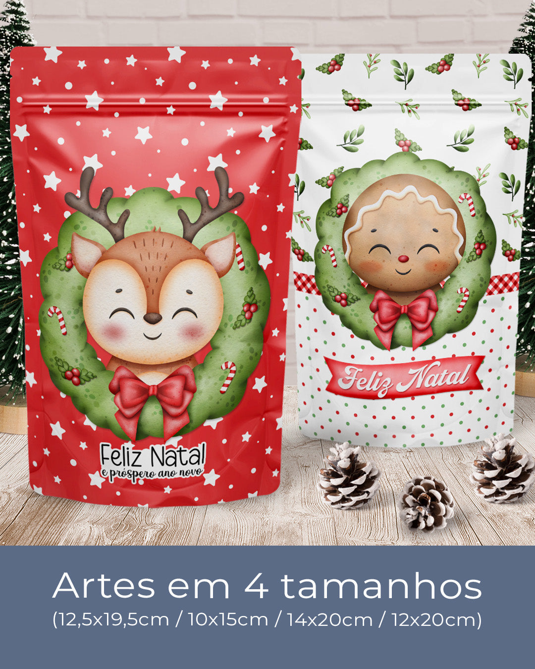 Printable - Rótulo Ziplock (Stand Up Pouch) - Feliz Natal