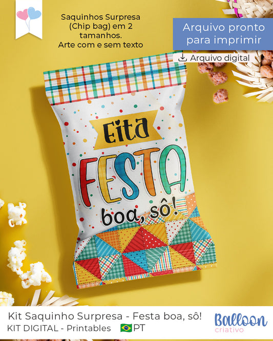 Kit Saquinho Surpresa (Chip Bag) - Festa boa, sô!