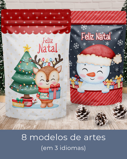 Printable - Rótulo Ziplock (Stand Up Pouch) - Feliz Natal