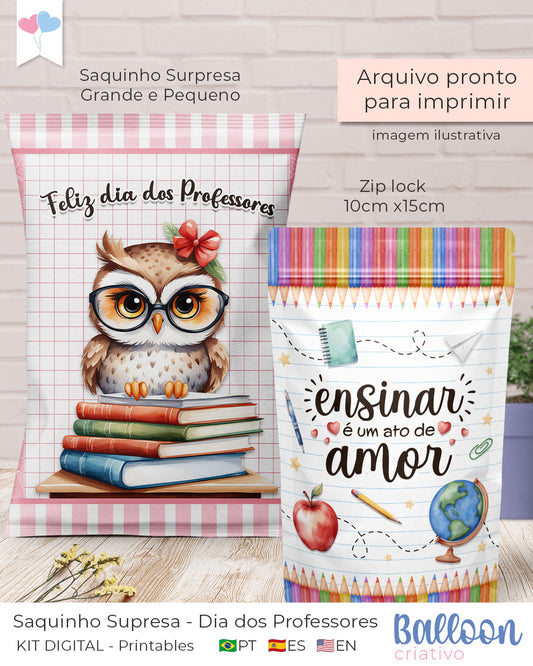 Kit Imprimible - Bolsa Sorpresa - Día del Maestro