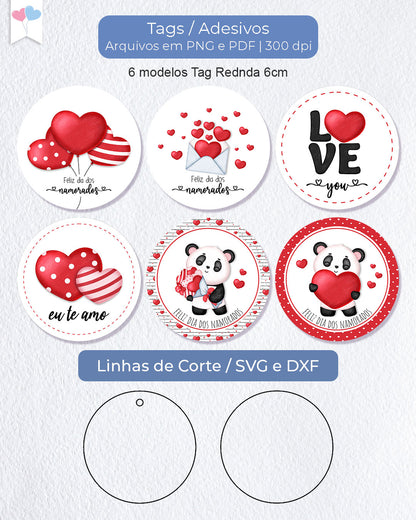 Printable - Tag ou Adesivo Redondo 6cm - Meu Amor