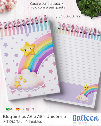 Digital Bundle - A5 and A6 Wire-O/Spiral Notepads - Unicorn