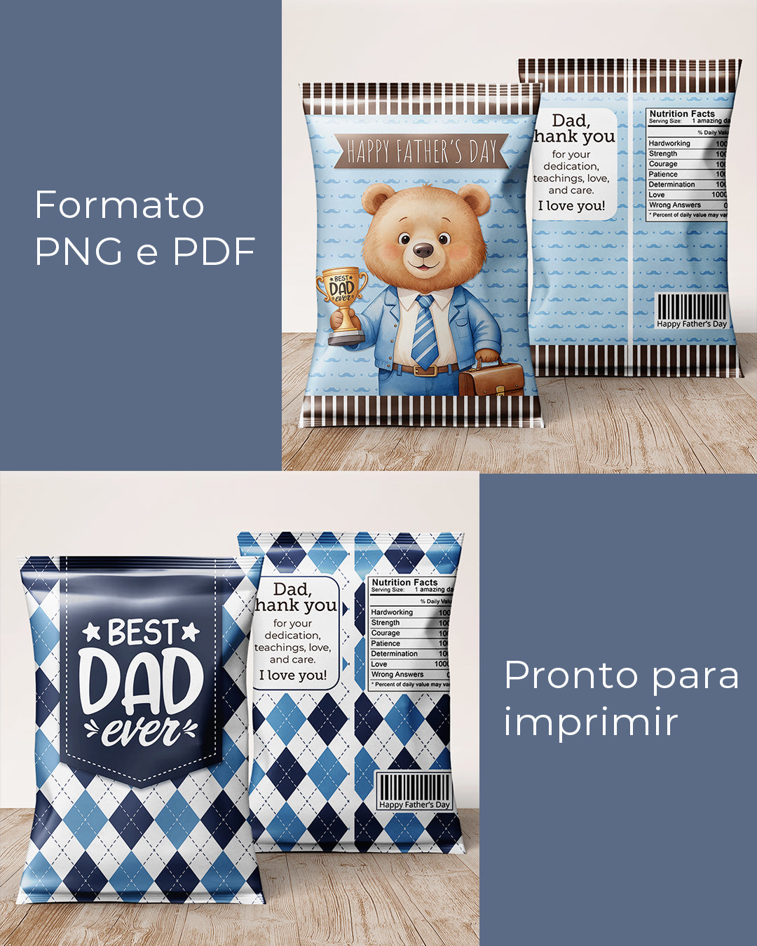 Kit Imprimible - Bolsa de Papitas - Papá Oso