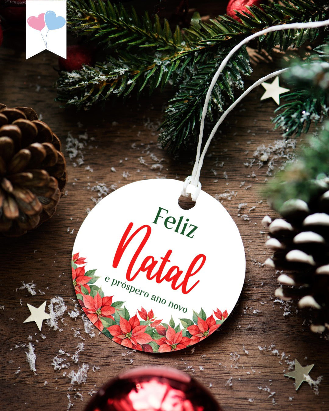 Printable - Tag ou Adesivo Redondo 6cm - Feliz Natal