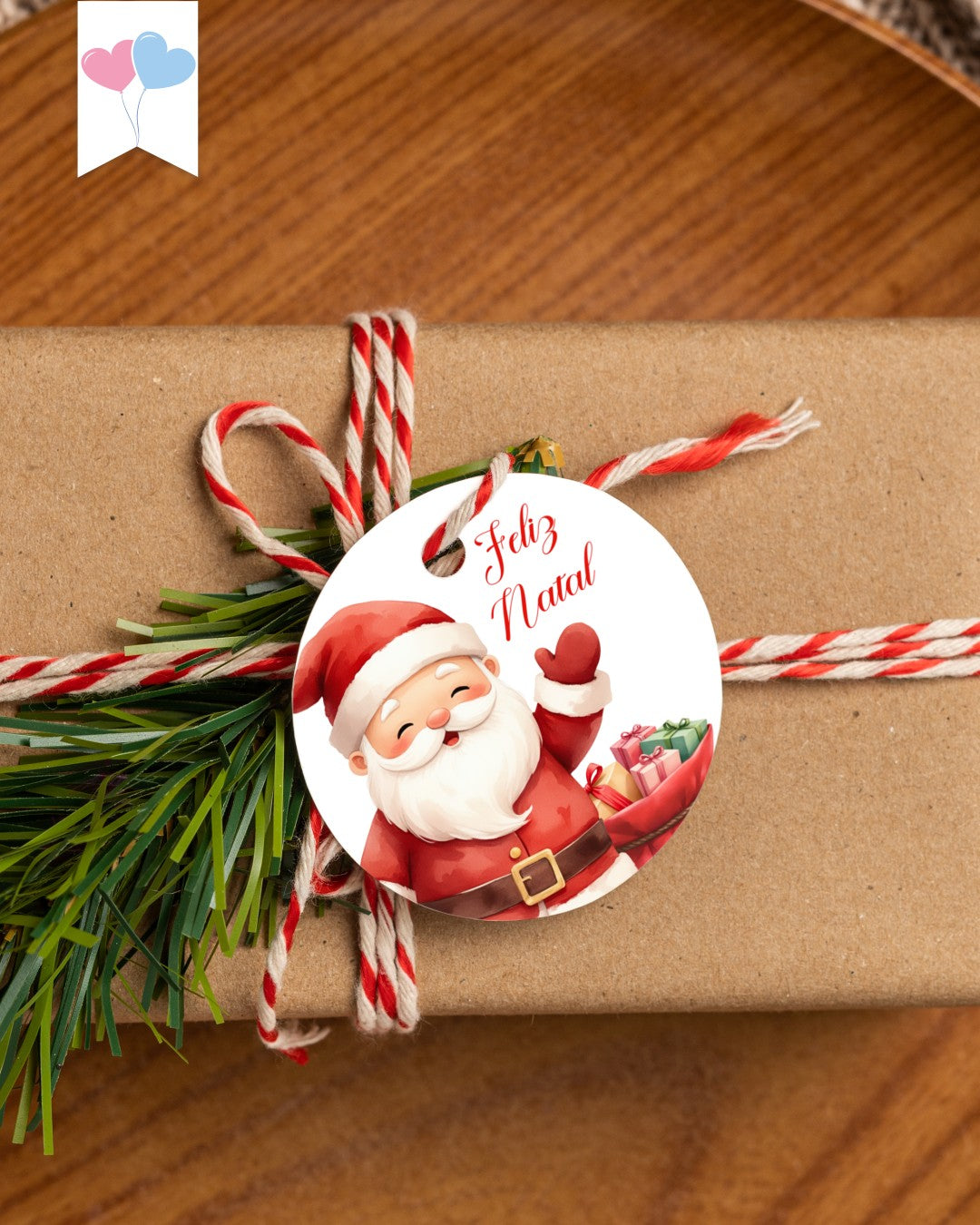 Printable - Tag ou Adesivo Redondo 6cm - Feliz Natal