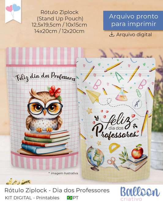Printable - Rótulo para ZipLock - Dia dos Professores