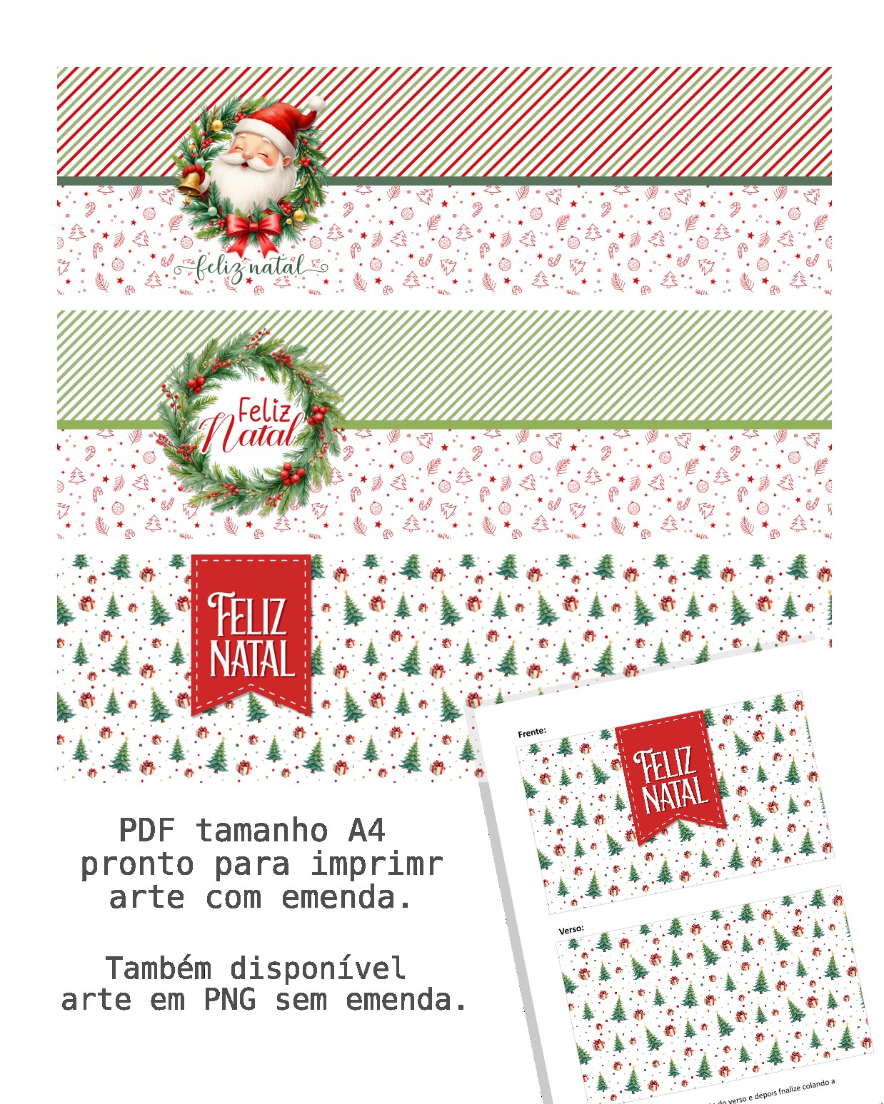 Printable - Arte para Tubolata 10x10cm - Feliz Natal
