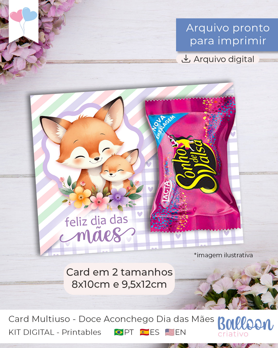 Printable - Arte Card Multiuso - Doce Aconchego Dia das Mães